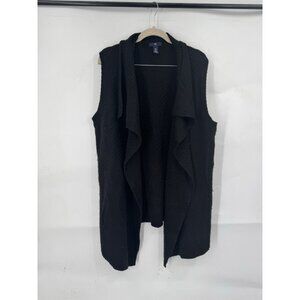 GAP Wool Blend Open Front Cardigan Women XL Black Minimalist Casual Fall Winter